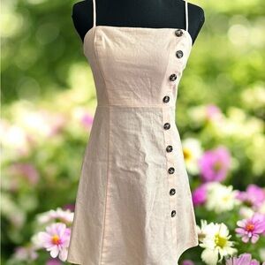 Copper Key. Light Pink Button-Accent Mini Dress